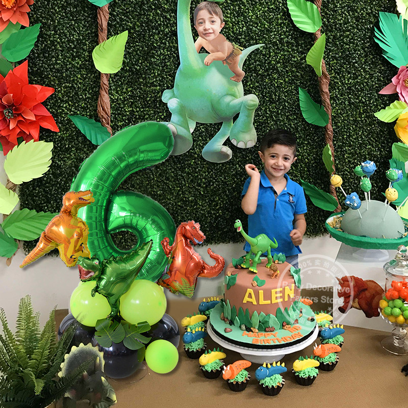 21 buc/set de baloane cu numere pentru petrecerea de aniversare a dinozaurului, frunze de palmier, primul copil băiat, safari, junglă, decorare pentru petrecerea de naștere pentru baby shower