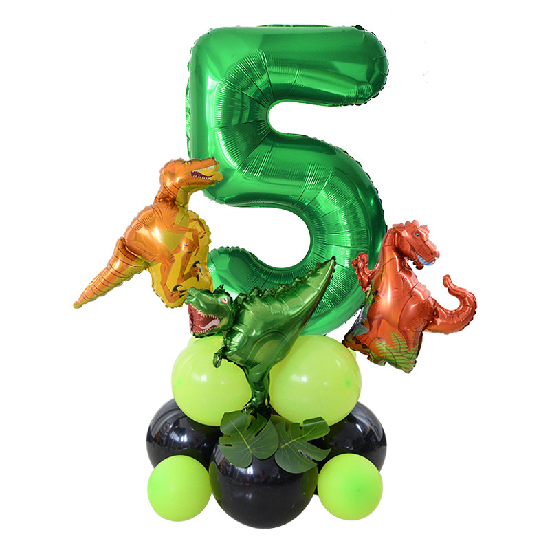21 buc/set de baloane cu numere pentru petrecerea de aniversare a dinozaurului, frunze de palmier, primul copil băiat, safari, junglă, decorare pentru petrecerea de naștere pentru baby shower