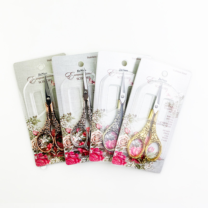 Eiropas stila retro stila nerūsējošā tērauda amatniecības šķēres šķēres antīkas griezējas griešanas izšūšanas krustdūriena šūšanas rīks