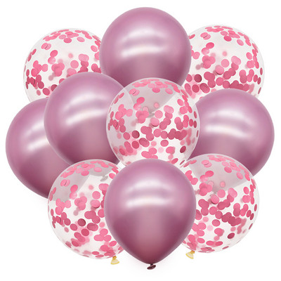 10 buc. Confetti cu sclipici Baloane metalice pentru petrecere de aniversare Decoratiuni de nunta Aniversare Globo de aer pentru Baby Shower Balon din latex