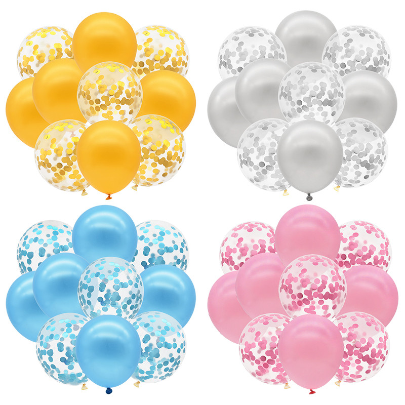 10 buc. Confetti cu sclipici Baloane metalice pentru petrecere de aniversare Decoratiuni de nunta Aniversare Globo de aer pentru Baby Shower Balon din latex
