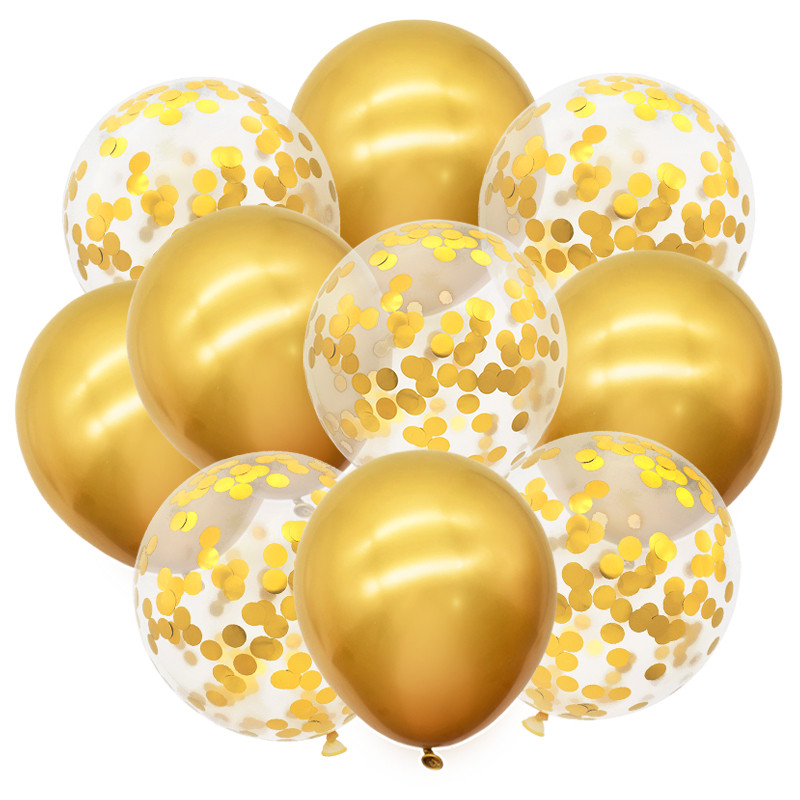 10 buc. Confetti cu sclipici Baloane metalice pentru petrecere de aniversare Decoratiuni de nunta Aniversare Globo de aer pentru Baby Shower Balon din latex