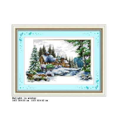 „Four Seasons Scenery“ serijos kryžminio dygsnio rinkinys „pasidaryk pats“ kraštovaizdžio raštas 14CT 11CT siuvinėjimo rinkinys Rankdarbiai, namų dekoravimo tapyba