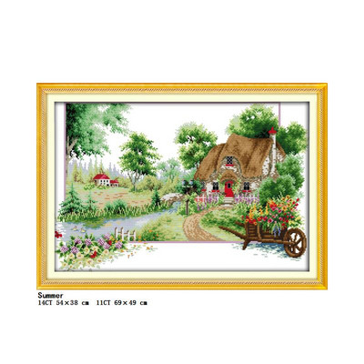 „Four Seasons Scenery“ serijos kryžminio dygsnio rinkinys „pasidaryk pats“ kraštovaizdžio raštas 14CT 11CT siuvinėjimo rinkinys Rankdarbiai, namų dekoravimo tapyba