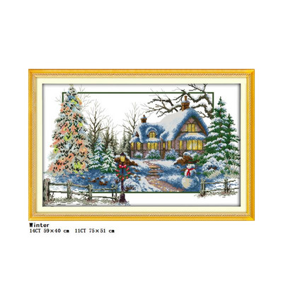 „Four Seasons Scenery“ serijos kryžminio dygsnio rinkinys „pasidaryk pats“ kraštovaizdžio raštas 14CT 11CT siuvinėjimo rinkinys Rankdarbiai, namų dekoravimo tapyba