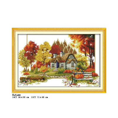 „Four Seasons Scenery“ serijos kryžminio dygsnio rinkinys „pasidaryk pats“ kraštovaizdžio raštas 14CT 11CT siuvinėjimo rinkinys Rankdarbiai, namų dekoravimo tapyba