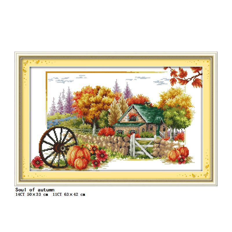 „Four Seasons Scenery“ serijos kryžminio dygsnio rinkinys „pasidaryk pats“ kraštovaizdžio raštas 14CT 11CT siuvinėjimo rinkinys Rankdarbiai, namų dekoravimo tapyba