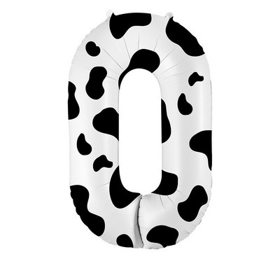 Balon numeric cu model de vacă de 40 inch 0-9 Minge digitală mare din folie cu heliu Tema vacă pentru copii, fată, băiat, decorațiuni pentru prima zi de naștere