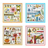Model Patru Anotimpuri Primăvară Vară Toamnă Iarnă Kit punct de cruce numărat Kit de broderie DIY Decorare a casei Desen Cucitură