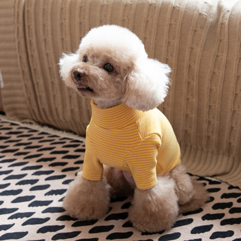 Φθινοπωρινοί χειμερινοί σκύλοι Πουλόβερ ριγέ υψηλής ελαστικότητας Μπλούζες με ζιβάγκο από βαμβακερό πάτο για μικρά σκυλιά Ρούχα για κουτάβια γάτας