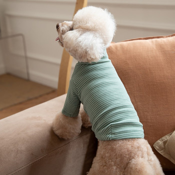 Есен Зима Кучета Пуловер с райе с голяма еластичност, водолазка, крехки памучни блузи с дъно за малки кучета, дрехи за котки и кученца