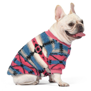 Топъл пуловер за домашен любимец Есен Зима Средни дрехи за малки кучета Модни плюшени пижами Коте Кученце Пуловер Померан Чихуахуа Мопс