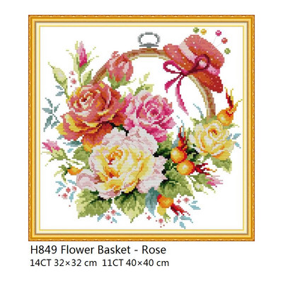 „Joy Sunday“ spausdinti kryžminio dygsnio rinkiniai Gėlių raštas „Pasidaryk pats“ siuvinėjimo kryželiu rinkiniai siuvinėjimo rankdarbių rinkiniai kryžminio dygsnio priedai