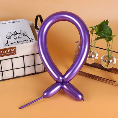 10 buc. Baloane magice lungi metalice cu bandă lungă Balon cromat strălucitor pentru legare Balon din latex pentru decorare petrecere de nuntă