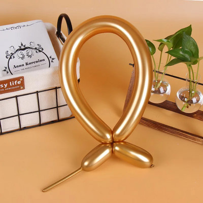 10 buc. Baloane magice lungi metalice cu bandă lungă Balon cromat strălucitor pentru legare Balon din latex pentru decorare petrecere de nuntă