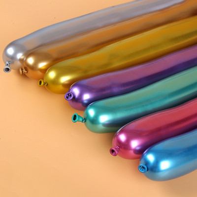 10 buc. Baloane magice lungi metalice cu bandă lungă Balon cromat strălucitor pentru legare Balon din latex pentru decorare petrecere de nuntă