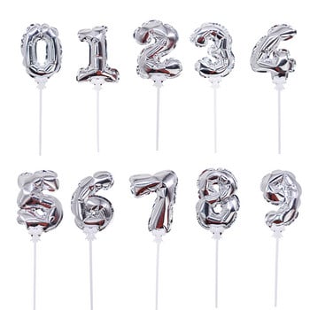 1 τεμ. 7 ιντσών Mini Foil Number Balloons Cake Topper DIY Παιδική τούρτα γενεθλίων Flag Διακοσμητικό γάμου Creative Self Inflate Balloons