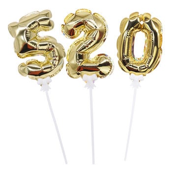 1 τεμ. 7 ιντσών Mini Foil Number Balloons Cake Topper DIY Παιδική τούρτα γενεθλίων Flag Διακοσμητικό γάμου Creative Self Inflate Balloons