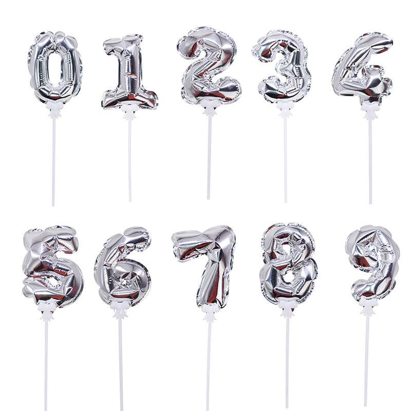 1vnt 7 colių mini folijos numerio balionai tortų dangtelis „pasidaryk pats“ vaikų gimtadienio tortas Vėliava, vestuvių dekoravimas Kūrybiški savarankiškai pripučiami balionai