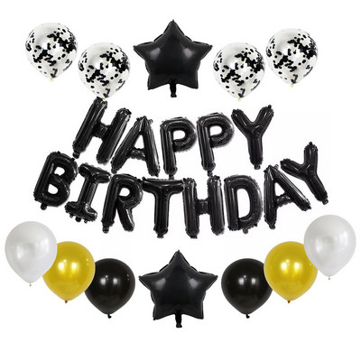 1 set de baloane La mulți ani Set cu litere englezești Baloane din latex din folie de aur roz, argint, bile gonflabile, decorare pentru petrecerea de aniversare