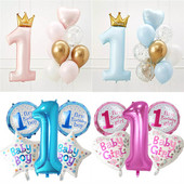 Coroana Balon din folie de aluminiu digitală roz albastru Balon digital băiat fată Decor pentru prima petrecere de naștere Baby Shower Bile digitale