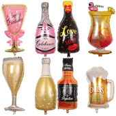 Lielas šampanieša glāzes Vīna pudele Alumīnija folija Hēlija Baloni Kāzu dzimšanas dienas svinību rotājumi Pieaugušajiem Bērnu ballīšu piederumi