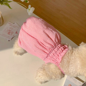 Teddy καρό καμισόλε σκύλος καλοκαιρινά λεπτά ρούχα για το σπίτι Ρούχα για κατοικίδια Pomeranian που αναπνέουν Puppy Onesie με καπέλο Προϊόντα για κατοικίδια