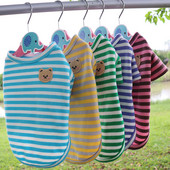 Suvine triibuline koerasärk Puuvillane vabaaja lemmiklooma vest Mugav koera kostüüm kutsika T-särk hingav koerariided