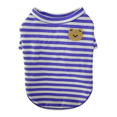 Suvine triibuline koerasärk Puuvillane vabaaja lemmiklooma vest Mugav koera kostüüm kutsika T-särk hingav koerariided
