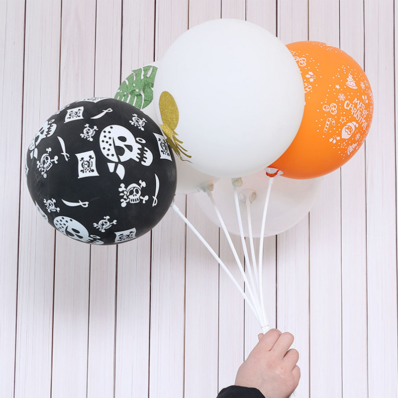 10 komplekti/partija 30 cm lateksa balonu nūja, balta PVC stieņi Balonu turētāja nūjas ar krūzes ballīšu piederumiem Globos balonu piederumi