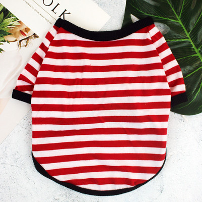 Stripe Summer Spring Dog marškinėliai Minkšti maži vidutiniai šunų šuniukų drabužiai marškinėliai liemenė spausdinta naminių šunų šuniukų liemenė marškinėliai šunų audiniai