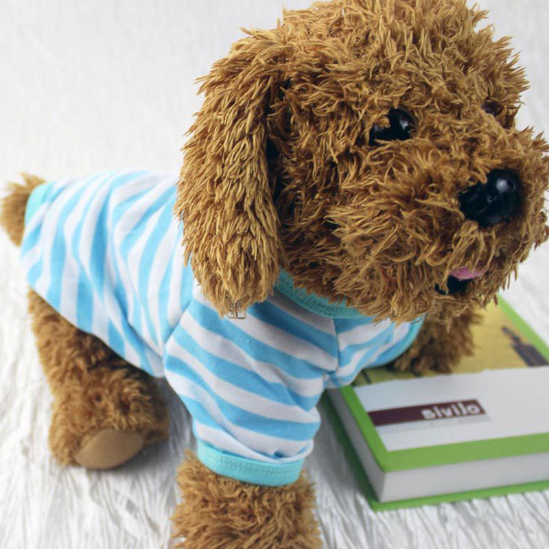 Stripe Summer Spring Dog marškinėliai Minkšti maži vidutiniai šunų šuniukų drabužiai marškinėliai liemenė spausdinta naminių šunų šuniukų liemenė marškinėliai šunų audiniai