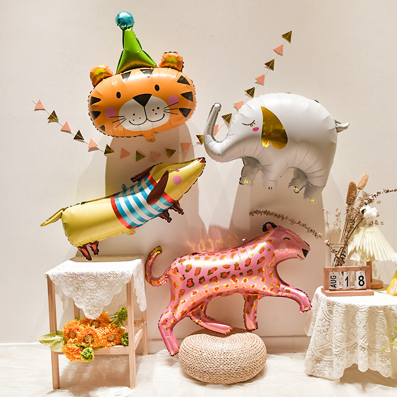 Cort de circ Clovn Animal Balon din folie de aluminiu Junglă Leu Leopard Animal Balon cu heliu Decorarea petrecerii de aniversare Jucării pentru copii