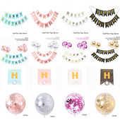 Papírsármány Garland Banner Zászló Levél flitteres Latex léggömbök Felnőtt Gyerekek Születésnapi Party Esküvői Díszek Babazuhany kellékek