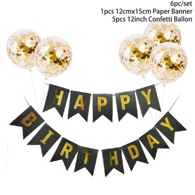 Papírsármány Garland Banner Zászló Levél flitteres Latex léggömbök Felnőtt Gyerekek Születésnapi Party Esküvői Díszek Babazuhany kellékek