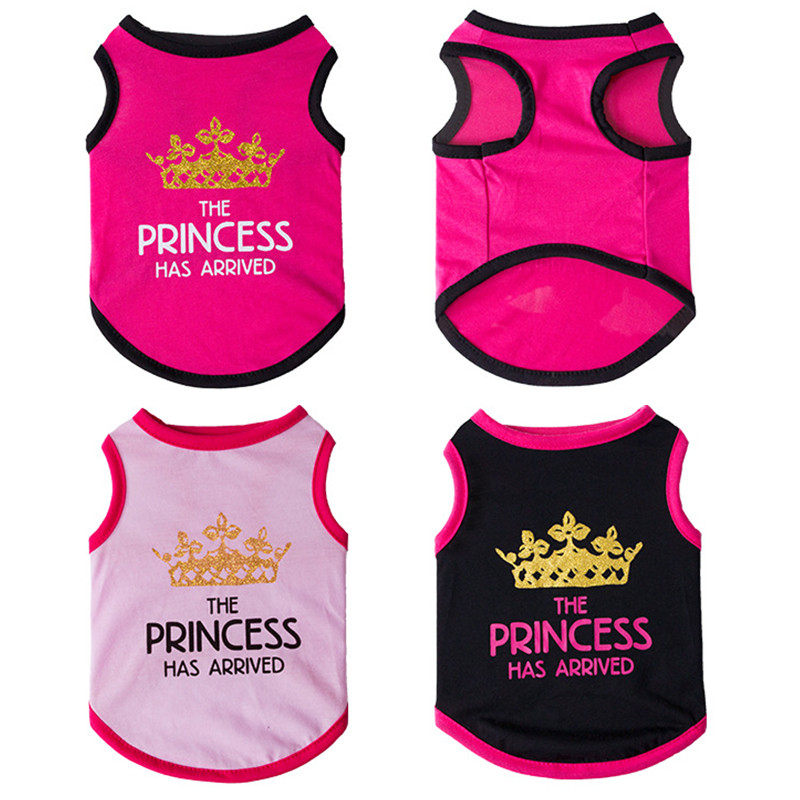 Mājdzīvnieku suņu apģērbi Sweet Princess Print Suņu mājdzīvnieku kostīmu apģērbi maziem suņiem Kaķu veste T krekli Chihuahua Forši kucēnu apģērbi YZL