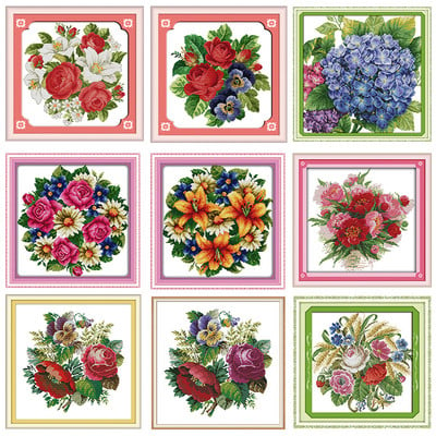 Rose lily flower pattern count cross stitch 11CT 14CT cross stitch set DIY embroidery needlework set fine gifts home decoration