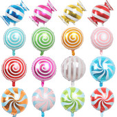 1/2/5gab 18 collu konfekšu stieņa folijas balons, apaļš rats konfektes dekorēšanai bērnu dzimšanas dienas ballītei kāzu bērnu dušas dekorēšanai