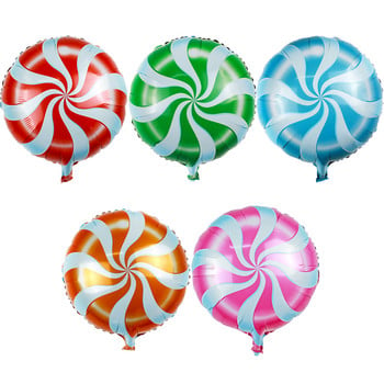 1/2/5 τμχ 18 ιντσών Candy Bar Foil Balloon Στρογγυλό μπινελίκι Γλειφιτζούρι Διακόσμηση Παιδικό πάρτι γενεθλίων Γαμήλιο Baby Shower Στολισμός Μπάλα