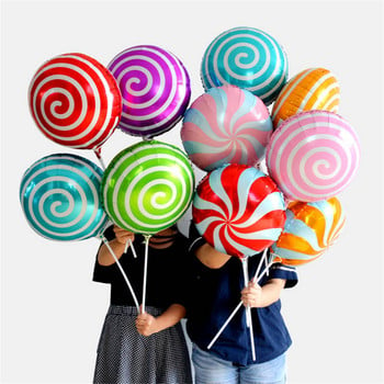 1/2/5 τμχ 18 ιντσών Candy Bar Foil Balloon Στρογγυλό μπινελίκι Γλειφιτζούρι Διακόσμηση Παιδικό πάρτι γενεθλίων Γαμήλιο Baby Shower Στολισμός Μπάλα