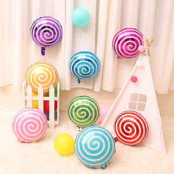 1/2/5 τμχ 18 ιντσών Candy Bar Foil Balloon Στρογγυλό μπινελίκι Γλειφιτζούρι Διακόσμηση Παιδικό πάρτι γενεθλίων Γαμήλιο Baby Shower Στολισμός Μπάλα