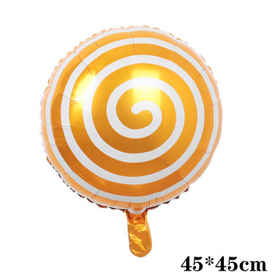 1/2/5gab 18 collu konfekšu stieņa folijas balons, apaļš rats konfektes dekorēšanai bērnu dzimšanas dienas ballītei kāzu bērnu dušas dekorēšanai