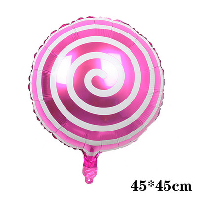 1/2/5gab 18 collu konfekšu stieņa folijas balons, apaļš rats konfektes dekorēšanai bērnu dzimšanas dienas ballītei kāzu bērnu dušas dekorēšanai