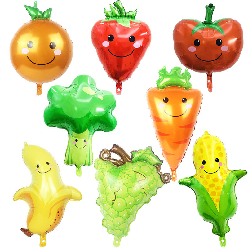 Köögiviljade ja puuviljade alumiiniumfooliumist õhupall pühvlite puuviljade arbuusi maasika heeliumi õhupall sünnipäevapidu dekoratiivne laste mänguasjapall