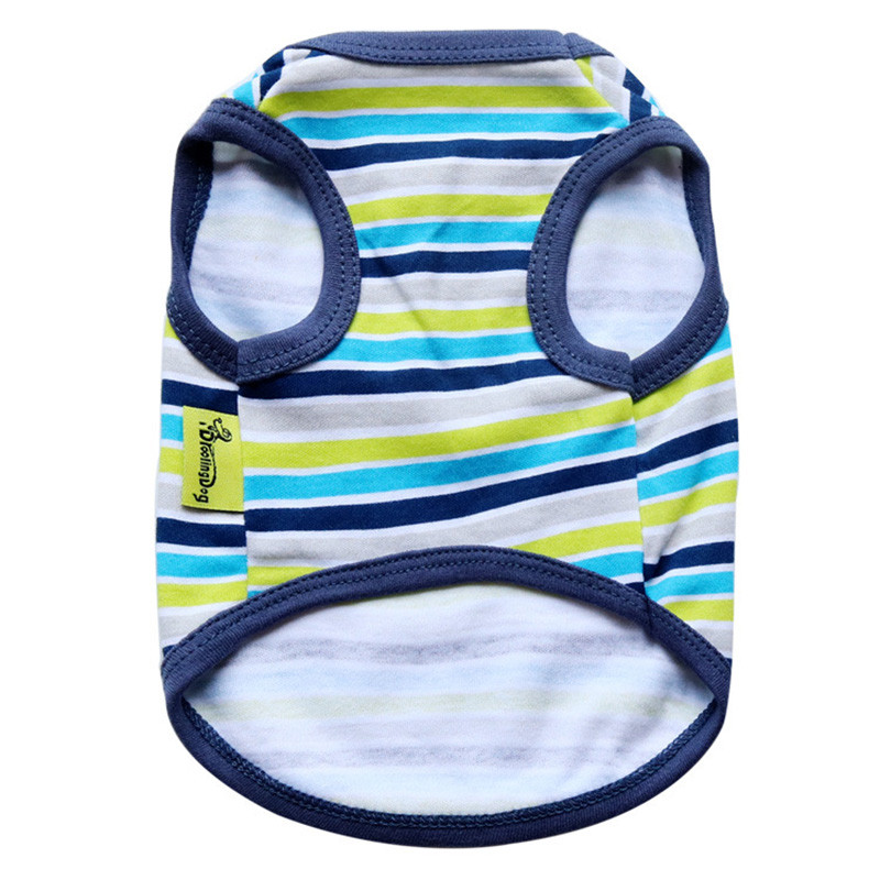 Nyári csíkos kutya ing pamut alkalmi kisállat mellény kényelmes kutya jelmez kölyök póló légáteresztő kutyaruhák