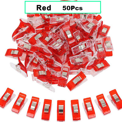 50 gab. Daudzfunkcionālas šūšanas saspraudes Krāsainas saspraudes Plastmasas saspraudes uzglabāšanas pozicionēšanas stepēšanas skavas audumu šūšanai