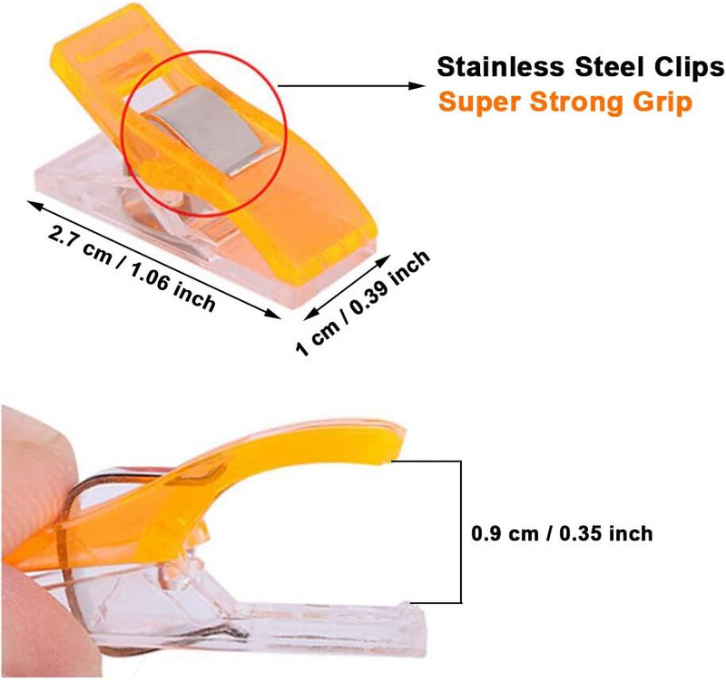 50 gab. Daudzfunkcionālas šūšanas saspraudes Krāsainas saspraudes Plastmasas saspraudes uzglabāšanas pozicionēšanas stepēšanas skavas audumu šūšanai