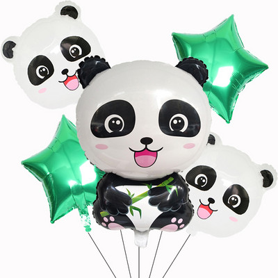 Karikatūra Pandas folijas balonu ballīte melns balts punkts lateksa metāls zaļš pentagramma hēlija balonu dekorēšana bērnu dzimšanas dienā bērnu duša