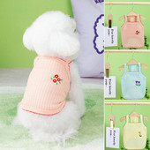 Kutya Camisole ruhák Kisállat mellény Négyzet Nyak Imádnivaló Kényelmes Puha Virághímzés Kisállat kiskutya mindennapi viselet