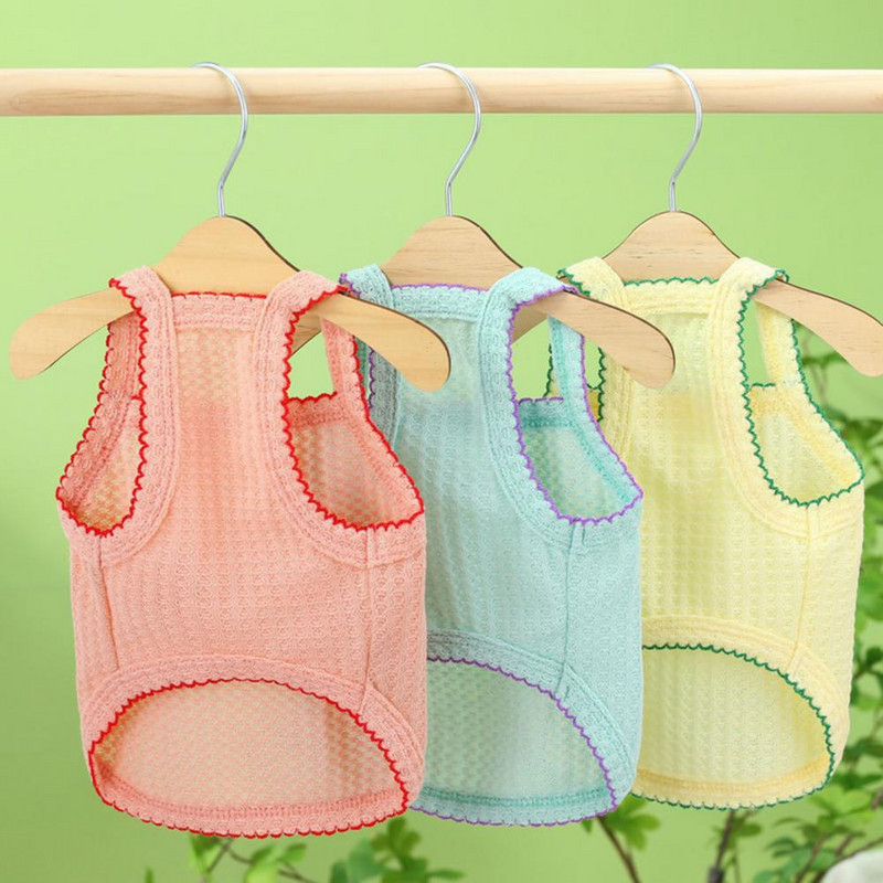 Kutya Camisole ruhák Kisállat mellény Négyzet Nyak Imádnivaló Kényelmes Puha Virághímzés Kisállat kiskutya mindennapi viselet